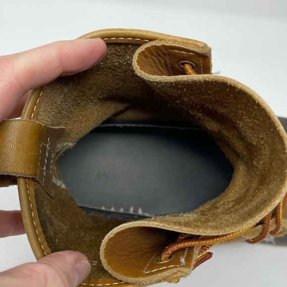 Vintage LL Bean Brown Leather Lace Up Unlined Hunting Ankle Duck Boots - Picture 10 of 11